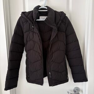 Calvin Klein Women's Black Puffer Jacket with Hood - Size S
